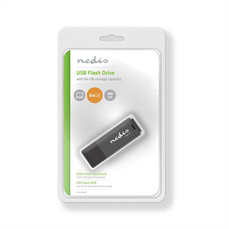 1076_NDS_6521 FDRIU364BK - Nedis  USB - 64 GB - USB Type-A - Velocit di lettura: 80 MB/s - Velocit