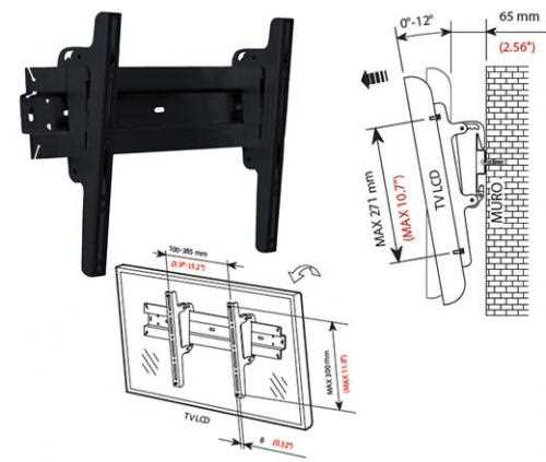 2120_CMT_171120 SUPPORTO TV BRAVO `WALL3` 21`/40`,MAX 60Kg, ATTACCO MAX 40x57cm INCLINABILE0/+12